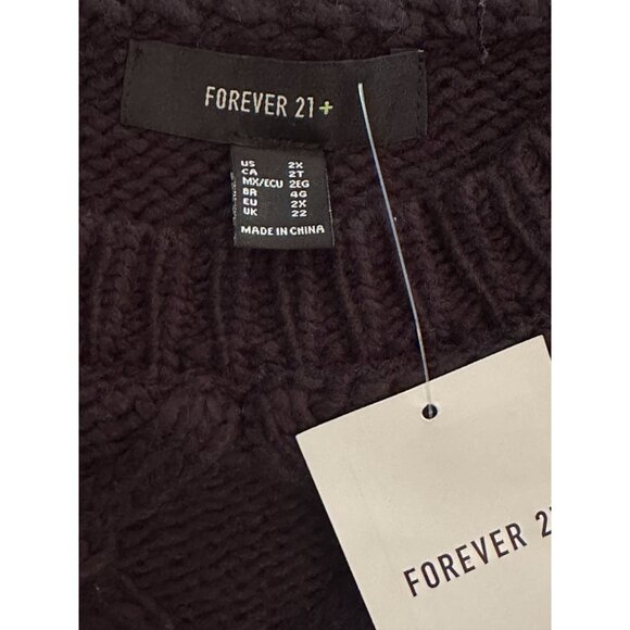 Forever 21+ Womens Black Cable Knit Sweater 2X NWT - Picture 6 of 7